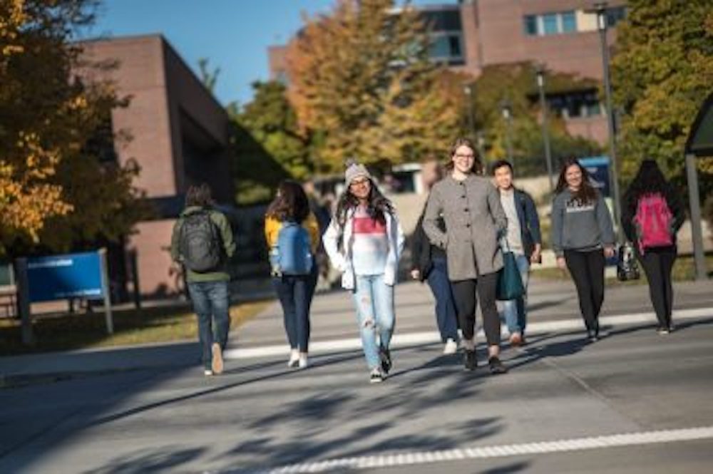 Students walking on UBCO campus