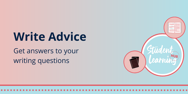 Write advice: Get answers to your writing questions on a teal and coral background