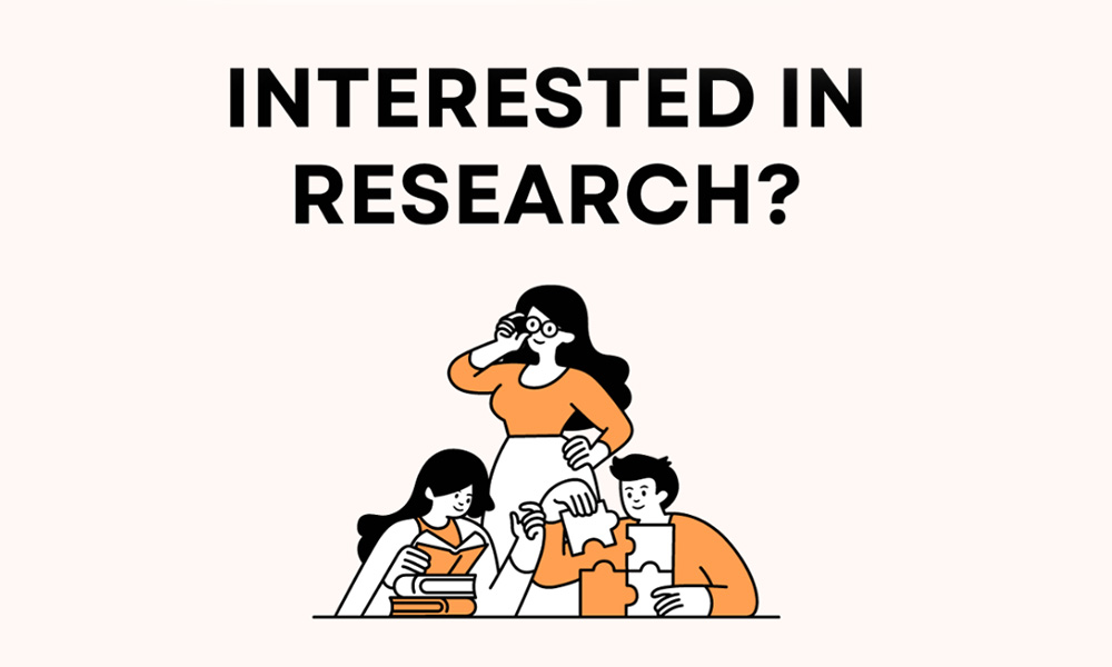 Interested in research cartoon graphic