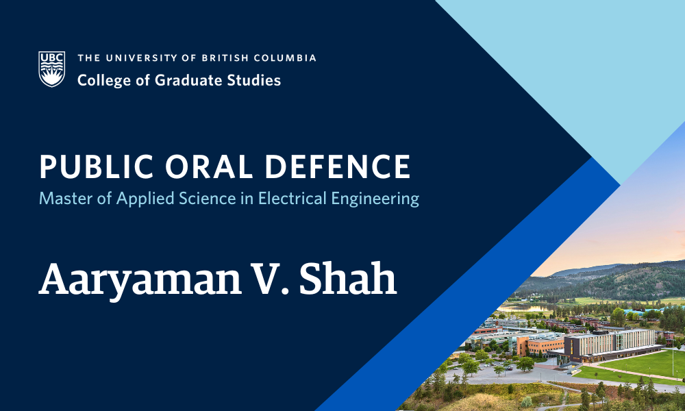 Event graphic that speaks to Aaryaman V. Shah defending their thesis.