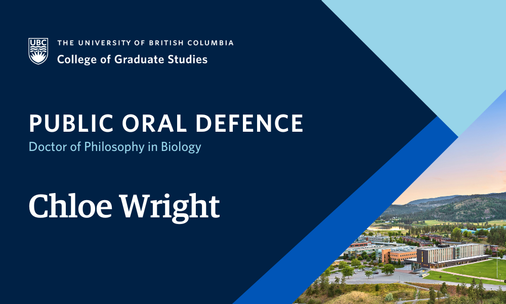 Event graphic to show Chloe Wright will defend their thesis.