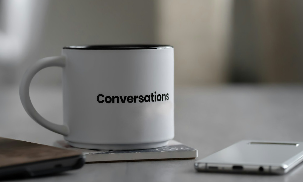 A "conversations" mug