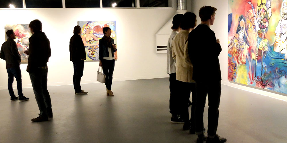 People attending an exhibition