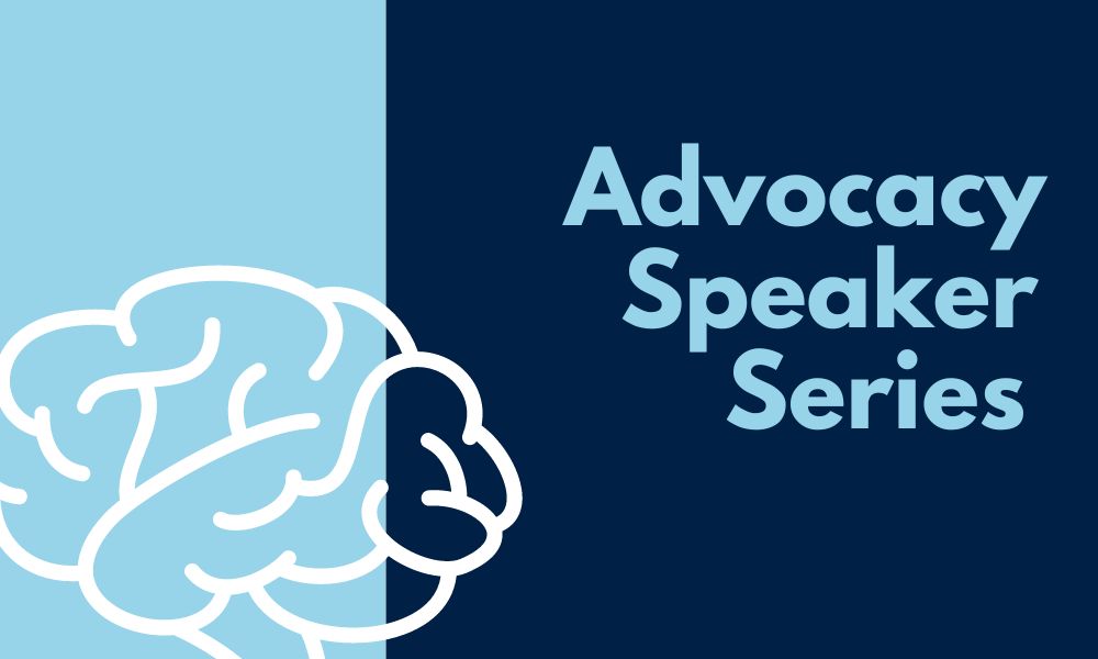 Advocacy speaker series event graphic